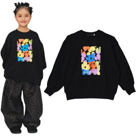 30%OFFセール SALE ヌヌフォルム 子ども服 スウェット 125cm-145cm nunuforme マルチフラワープリントトレーナー ブラック メール便OK 25秋冬 125cm/135cm/145cm キッズ 子供服