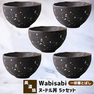 【取寄品】 Wabisabi ヌードル丼 5ヶセット 一珍筆とばし麺鉢 丼鉢 ラーメン鉢 ラーメン丼ぶり 丼もの めん丼 どんぶり鉢 ボウル 食器セット おしゃれ 和風 モダン 電子レンジ対応 食洗機対応