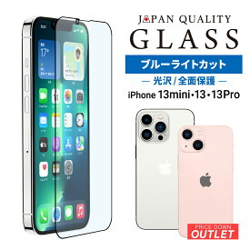 【アウトレット商品】 iPhone 13/13 Pro用 全面保護 強化ガラス 光沢ブルーライトカット