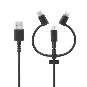 11/14 2m ׁyAEgbgiz 3 in 1 ^tXgOP[u Type-A to microUSB / Lightning  Type-C A_v^[t 30cm 1m 2m