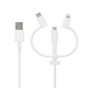 yAEgbgiz 3 in 1 ^tXgOP[u Type-A to microUSB / Lightning  Type-C A_v^[t 30cm