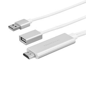 【アウトレット商品】 HDMI変換 映像出力ケーブル 3m iPhone iPadの映像を大画面で HDMIショートケーブル付属