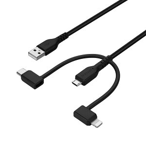 ^t XgOP[u Type-A to microUSB - Lightning^Type-C 3in1P[u 2.4A }[dΉ f[^] VRP[uoht 1.0m 2.0m ubN 3Nۏ 