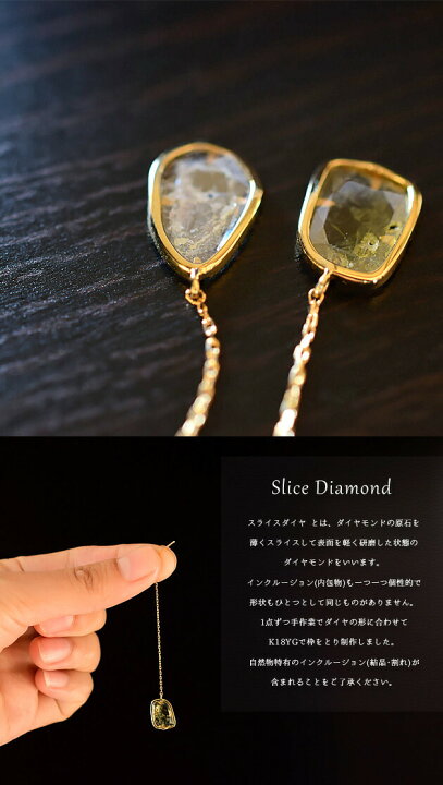 楽天市場】(スライスダイヤモンド 宝石 ゴールド ピアス)スライス 