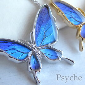 (Psyche/オーダー品) バタフライ　蝶　ネックレス　蝶の羽　舞蝶　ネックレス　(タミラスムラサキシジミ/シルバー925）