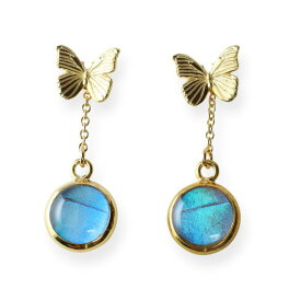 [ゼフィリティスモルフォ] 本物の蝶の翅 モルフォ蝶ロングピアス [Psyche/現品] [zps013g-zep]