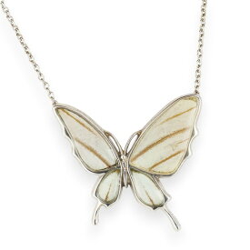 (Psyche/現品) 本物の蝶の翅 舞い飛ぶ蝶 ネックレス [オオアサギシロチョウ] [zps031r-ooasagi]