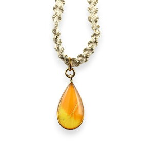 (Psyche/現品) 蝶の羽　雫　ディアドロップ　チョーカー　ネックレス　(ツバメオオキチョウ) [zps059g-ki]