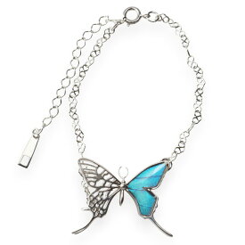 （Psyche/現品) 本物の蝶の翅 透かしデザインアゲハ蝶 ブレスレット [ゼフィリティスモルフォ][zps061r-zep]