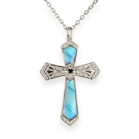 (Psyche/現品) 本物の蝶の翅 クロスデザイン ネックレス [ゼフィリティスモルフォ][zps070r-zep]