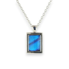 （Psyche/現品) 本物の蝶の翅 スクエアデザイン ネックレス [カキカモルフォ] メンズプシュケ