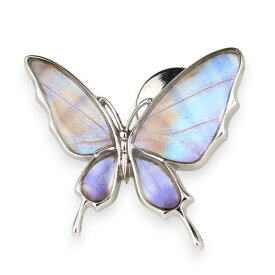 (Psyche/現品) 本物の蝶の翅 舞い飛ぶ蝶 ラペルピン ブローチ [スルコウスキーモルフォ][zps077r-sul]