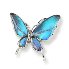 (Psyche/現品) 本物の蝶の翅 舞い飛ぶ蝶 ラペルピン ブローチ [ゼフィリティスモルフォ][zps077r-zep]