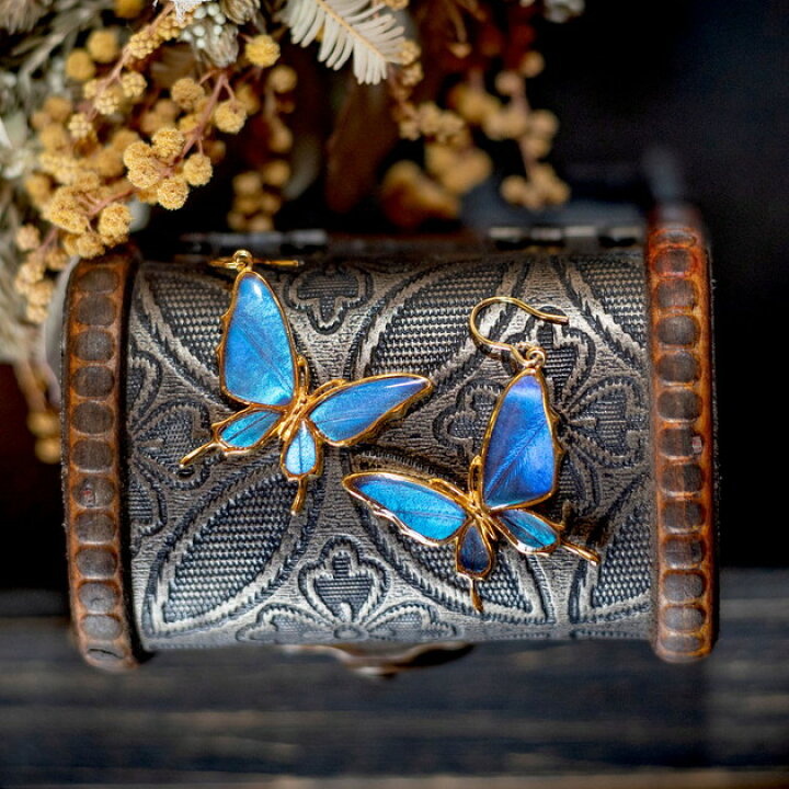 楽天市場】(Psyche/オーダー品) バタフライ ピアス蝶 本物の蝶の羽  