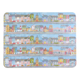 Emma Ball 英国製 ラージプレイスマット ランチョンマット ハード 撥水 (38×29cm) プレースマット ハード プレイスマット テーブルマット ランチマット マット かわいい おしゃれ プレゼント ギフト イギリス 雑貨 インテリア Houses　EBLTM48