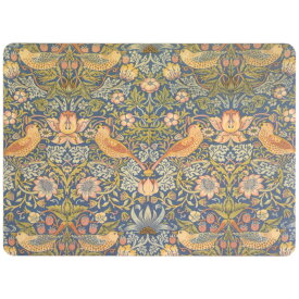 Costomworks 英国製 ウィリアムモリス ティーマット ハードティーマット 撥水 (28cm×20.5cm) Morris Design Oxford ミニプレイスマットミニランチョンマット プレースマット プレイスマット テーブルマット おしゃれ 花 花柄 いちご泥棒 Strawberry Thief Blue　TMCM59