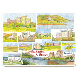 Emma Ball 英国製 ティーマット ハードティーマット 撥水 (29×21.5cm) アルパカ アンゴラ ミニプレイスマットミニランチョンマット プレースマット ハード プレイスマット テーブルマット ランチマット マット かわいい おしゃれ プレゼント ギフト Scottish Castles EBTM52