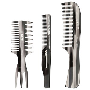 【公式】GB KENT (ケントブラシ) ハンドメイドヘアコーム ギフトセット メッシュコーム 折りたたみコーム ラージハンドルレイクコーム 3本セット グレーカラー プレゼント 英国王室御用達 CMSE