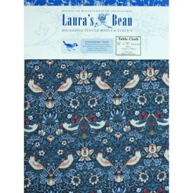 Laura's Beau ウィリアムモリス 英国製 コットンテーブルクロス 長方形 円形 いちご泥棒 青 Strawberry Thief Blue Classic　LBTBCCT3
