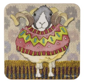 Emma Ball 英国製 コースター [10cm×10cm] 撥水 インテリア雑貨 キッチン雑貨 おしゃれ かわいい 可愛い プレゼント ギフト　Sheep in Sweaters 1 EBCW072