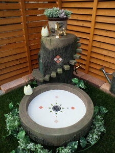 立水栓 水栓柱 立水栓セット送料無料【切り株の立水栓&シンクセット】庭 水道 外水道 水受け ガーデンパン