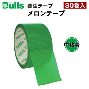 お取寄せ Bulls ブルス ニュータイプ養生テープメロンテープ 中粘着 PEクロス 幅48mm×長さ25m 緑 30個入