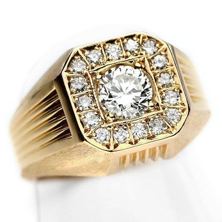楽天市場】【中古】美品 指輪 印台 ダイヤ0.74/0.28ct ゴールド K18 