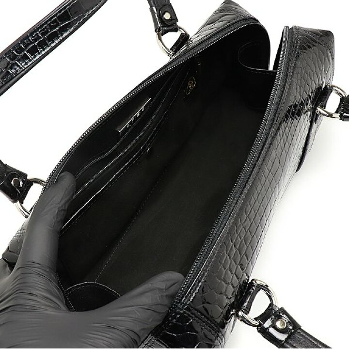 楽天市場】【中古】美品 グレ ハンドバッグ クロコ レザー ブラック 