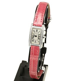 【中古】美品 カルティエ タンク アメリカン ミニ WB710015 ダイヤベゼル 750WG ホワイトゴールド レディース 腕時計 Cartier