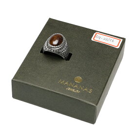MANANAS Jewelry（マナナス ジュエリー）Armadilo Tri Stone Ring シルバーリング タイガーアイ 19号