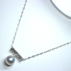 日本産本真珠使用 K18WGアコヤ真珠ペンダント(9.0mm珠)【本真珠 あこや真珠 真珠 ネックレス パールネックレス ペンダント デザインペンダント 一粒パール ホワイトゴールドチェーン 18金 プ