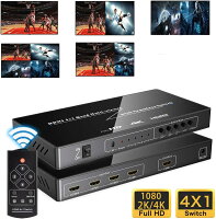 マルチビューワー HDMI画面分割器 分配器 5入力1出力 4K対応 HDMI1.4・4K＠30HZ 6種の分割モード リモコン付き 日本語取扱説明書付 PS5、PS4、PS3、Switch、Xbox、Fire TV、ラップトップ、Apple TV、DVDプレーヤーなど対応 HDMI セレクター HDMI 切り替え器 1年間安心保障