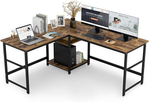 【全店8%OFFクーポン配布中】パソコンデスク l字 幅170+150cm ゲーミングデスク オフィスデスク コーナーデスク 耐荷重180kg作業机 PCデスク L字デスク型 省スペース 机 テレワーク 可動収納棚付