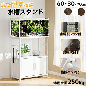 【15％OFF＋P5倍｜マラソン限定】楽天1位＆最強配送】DEWEL 水槽台 60cm 水槽 ラック キャビネット 水槽スタンド 隠す 収納棚 総耐荷重250kg 配線穴付き 【水槽/熱帯魚/観賞魚/飼育】 ロッカー 木製 2段 収納ラック フック付 アジャスター付 棚 ウッドデコスタンド