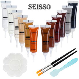 【ギフト応援SALE！10倍Px8％OFF】 フローリング 補修 木製品キズ補修 補修クリーム 12色入り 床補修 ドア補修 キズ隠し 傷消し パレット付き スクレーパー付き ブラシ付き SEISSO