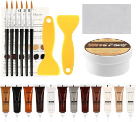 【ギフト応援SALE！10倍Px8％OFF】 木製品キズ補修セット フローリング 補修 パテ付き 補修クリーム キズ隠し キズ消し床補修 ドア補修 切れ目、ひび、穴など補修 傷消し傷隠し木製家具補修 12色入り