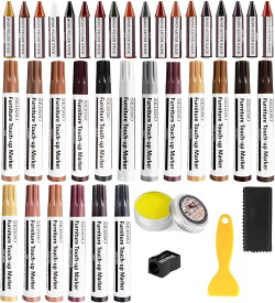 【ギフト応援SALE！10倍Px8％OFF】 SEISSO 木製品補修 フローリング 補修 キズ隠し クレヨン 補修ペン 補修木工 木製の家具 マーカー ひび割れ/釘穴/やけど補修 18色入り ワックス付き 全40枚セット