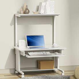 【新年特価祭！5倍P＆8%OFF券】 1年保証 PCデスク ローデスク パソコンデスク 80X50X100cm 机 書斎デスク 学習机 PCデスク キーボードテーブル付き 机 低い プリンターラック キャスター付き オフィスデスク 木製 省スペース 在宅勤務用 書棚 本棚 収納 新生活