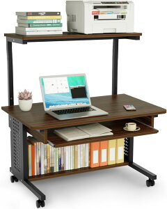 【ハロウィンフェアP8倍&10%OFF】 1年保証 PCデスク ローデスク パソコンデスク 80X50X100cm 机 書斎デスク 学習机 PCデスク キーボードテーブル付き 机 低い プリンターラック キャスター付き