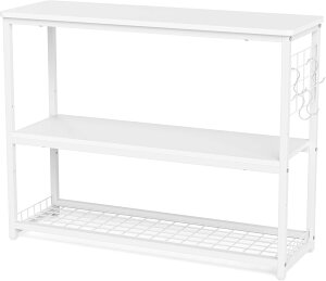 【マラソンP10倍UP・10%OFF券】 楽天1位 最強配送 DEWEL 水槽台 水槽スタンド 幅65/90cm プリンタ台 3段 奥行き30cm×高さ70cm 収納 ラック 棚 シンク台 中棚板高さ三段階調整可 フック付き 総耐荷重