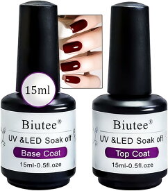 【マラソン限定10倍P＆10%OFF】 ベースコート トップコート ネイル用品 ジェルネイル Biutee 15ml 2点セット 長持ち 透明感 初心者にやさしい UV/LED対応 おしゃれ
