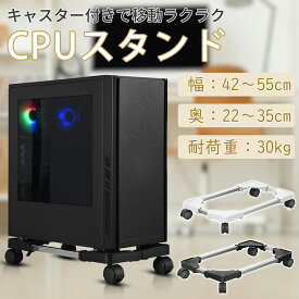 【新年特価祭！5倍P＆8%OFF券】 DEWEL CPUスタンド キャスター付き 台車 PCカート 横幅と奥行き調節可能 CPUワゴン デスクトップ用 耐荷重30KG 足元収納 移動可能 ほこり対策 無段階調節 掃除 伸縮式ラック パソコン本体 会社 オフィス 自宅 PCラック 熱対策
