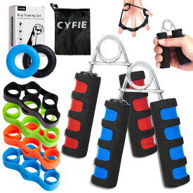 【限定最大15％OFF券】ハンドグリッパー ハンドグリップ 筋トレ 握力強化 握力トレーニング ソフト 2個セット 軽量携帯式 綿製ハンドル フィンガーストレッチャ*4付き グリップリング*2付き ストレス解消 男女兼用 手軽に鍛える 自宅 収納袋付き