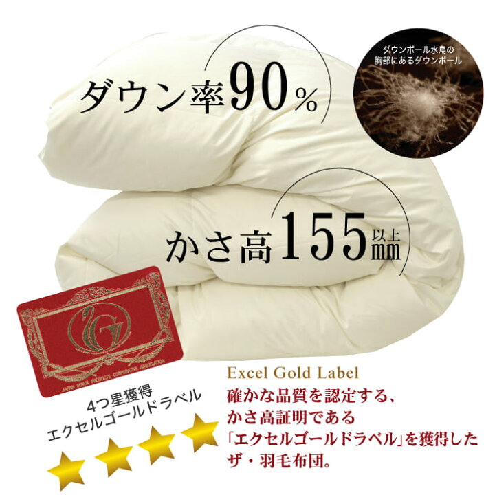 楽天市場】ザ・羽毛布団【エクセルゴールドラベル】 キングサイズ 