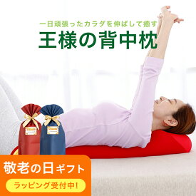 王様の背中枕（背中スッキリ！自然と胸が開いて気持ちいいリラックス枕）日本製 ビーズクッション 反り腰 平背 巻き肩 猫背 ストレッチ 肩甲骨 腰 誕生日 健康 癒し リラックス 実用的 プレゼント 敬老の日