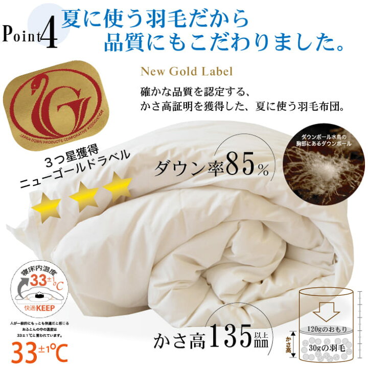 楽天市場】【3/1〜全品エントリーでP10倍】 羽毛布団 キングサイズ 夏 