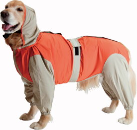 大型犬用レインコート　超はっ水安全コート 【オレンジ×ベージュ】大型犬　レインコート