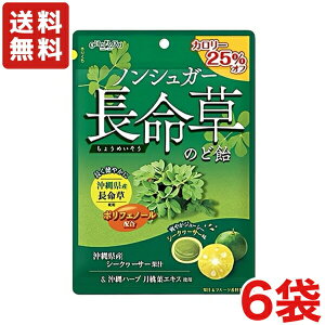 送料無料 扇雀飴本舗 ノンシュガー長命草のど飴 65g×6袋 メール便