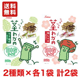 送料無料 壮関 そうかんの茎わかめ BIGサイズ 217g×各1袋 （うす塩味 梅しそ味） メール便