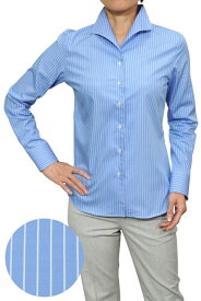 レディース ワイシャツ | イタリアンカラー シャツ ドレスシャツ 長袖 ビジネス yシャツ ブラウス イタリアンカラーシャツ スーツ インナー オフィス カッターシャツ ブルー 青 綿100％ 女性 ビジネスシャツ 高級 ビジネスワイシャツ長袖 婦人